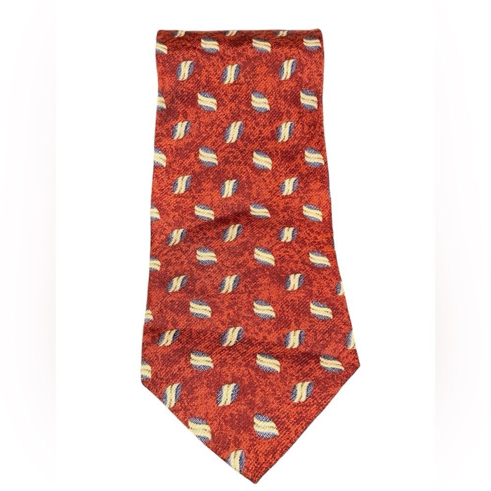 Joseph Abboud Necktie Red Classic Geometric 100% Silk Made‎ in Italy